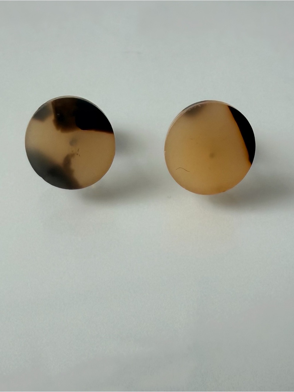 Round Tortoiseshell-Style Acrylic Stud Earrings - Brown & Black